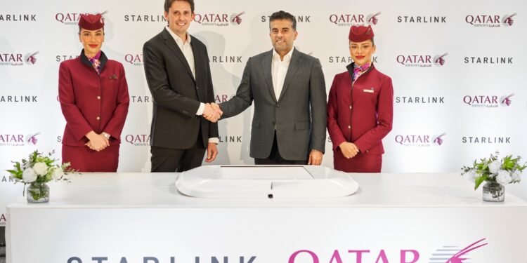 الخطوط القطرية الخطوط القطرية توفر خدمة Starlink للاتصال اللاسلكي المجاني بالإنترنت على متن رحلاتها الجوية