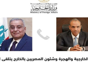 بدر عبد العاطى يتلقى اتصالاً هاتفياً من وزير الخارجية اللبنانى