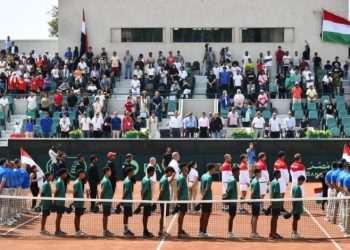 وزير الرياضة يشهد مباراة مصر والمجر ضمن منافسات المجموعة العالمية الاولى لكأس ديفيز