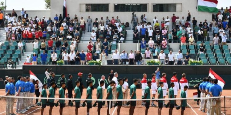 وزير الرياضة يشهد مباراة مصر والمجر ضمن منافسات المجموعة العالمية الاولى لكأس ديفيز