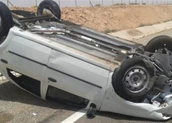 إصابة 4 أشخاص فى انقلاب سيارة على الطريق الدائري بالقليوبية