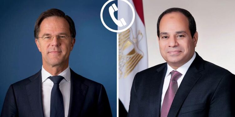 الرئيس السيسى يتلقى اتصالًا هاتفيًا من رئيس وزراء هولندا حول التطورات في الشرق الأوسط