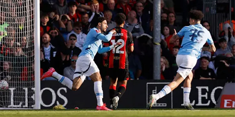 مرموش يقود مانشستر سيتى لنصف نهائى كأس الاتحاد بهدف ضد بورنموث