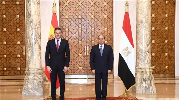 الرئيس السيسى ورئيس وزراء إسبانيا يؤكدان رفض محاولة لتهجير الفلسطينيين