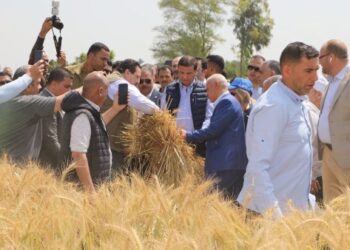 وزير الزراعة ومحافظ الشرقية ونائب مدير مكتب برنامج الأغذية العالمي يفتتحون موسم حصاد القمح بالمحافظة