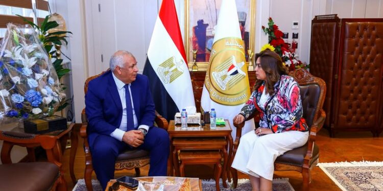 وزيرة التنمية تتابع مع محافظ الوادي الجديد الموقف التنفيذي للمشروعات التنموية والخدمية