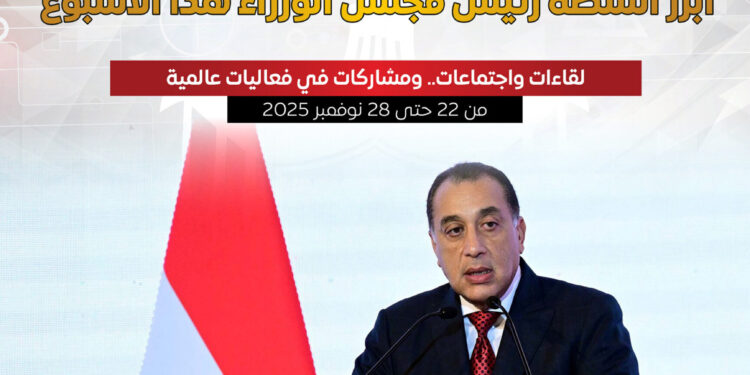 مجلس الوزراء يستعرض بالإنفوجراف أبرز أنشطة الدكتور مصطفى مدبولى هذا الأسبوع