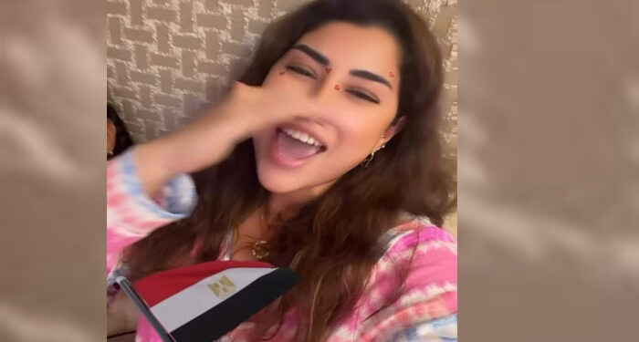 آيتن عامر تحتفل بفوز منتخب مصر على كوت ديفوار