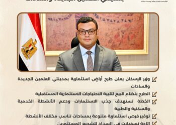 بالإنفوجراف: وزير الإسكان يُعلن طرح قطع أراضٍ استثمارية بمدينتي العلمين الجديدة والسادات