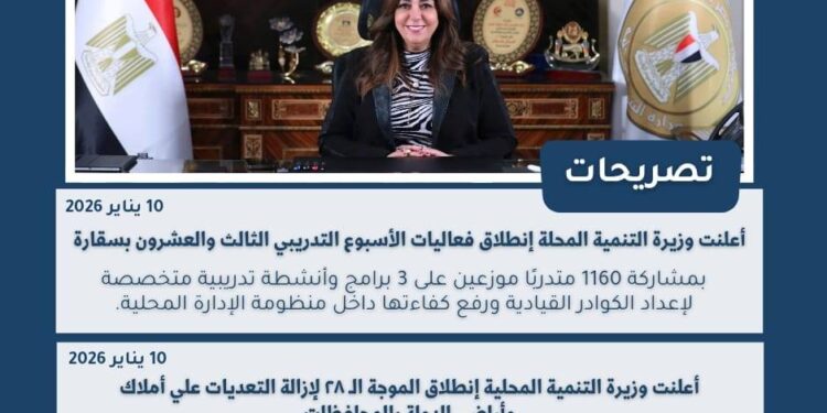 أبرز أنشطة وزارة التنمية المحلية خلال أسبوع