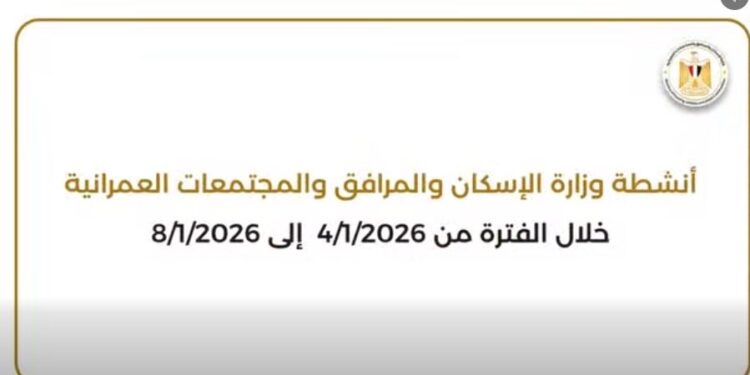 أبرز أنشطة وزارة الإسكان خلال أسبوع… فيديو