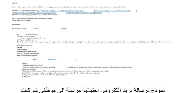 حملة تصيد احتيالي متعددة المراحل تستهدف المؤسسات الصناعية في الشرق الأوسط وآسيا وأوروبا