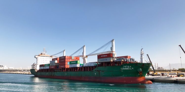 بدء التشغيل التجريبي لمحطة البضائع العامة والصب بميناء السخنة باستقبال السفينة GAMBELLA