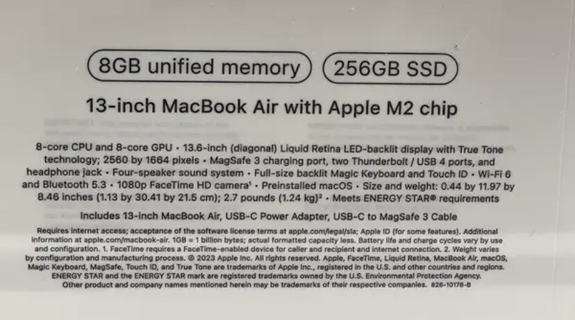 New Macbook Air M2 256gb. SPACE GRAY.